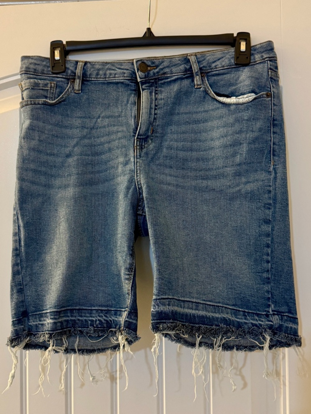 New York & Company Distressed Light Blue Denim Bermuda Shorts Size 16